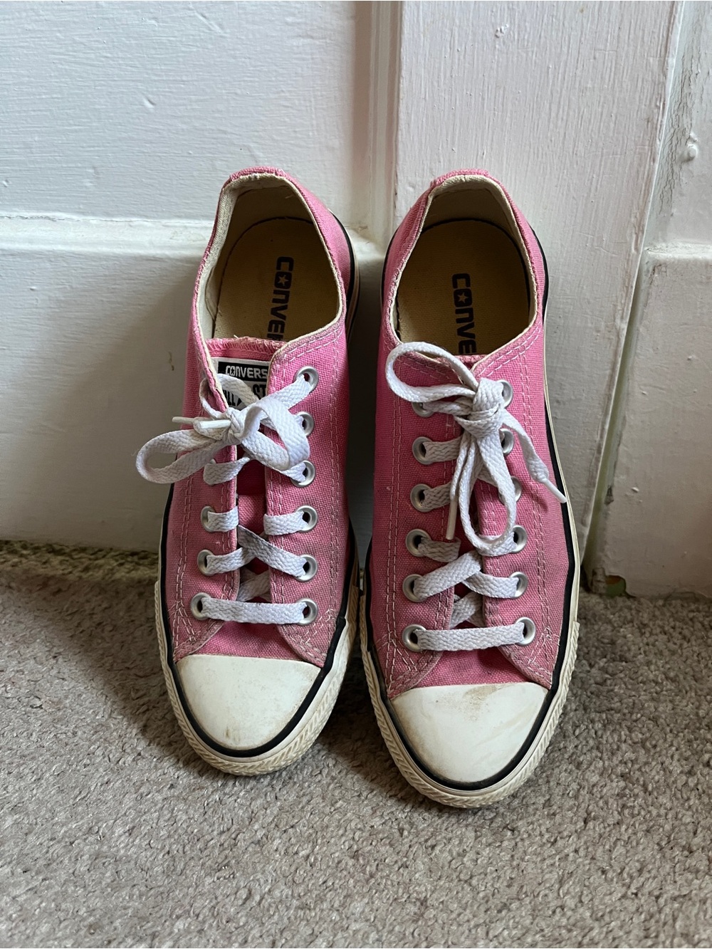 Converse Pink Low-Top Canvas Sneakers with White Trim